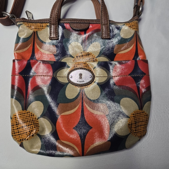 Fossil Key-Per Retro Floral Coated Canvas Crossbody Bag - Picture 3 of 11